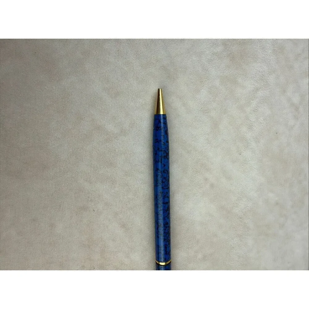 Vintage Metal Mechanical Pencil Blue and Gold Writes